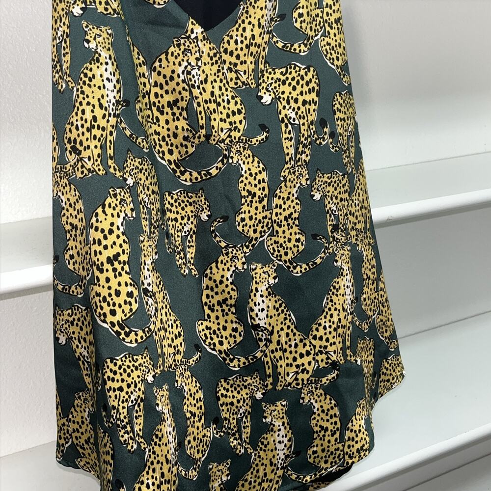 Lavender Brown Green TANK with Yellow Leopard Print